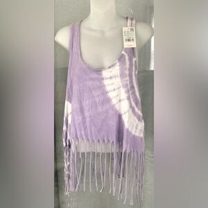 Southern Spirit" tie-dye fringe tank top